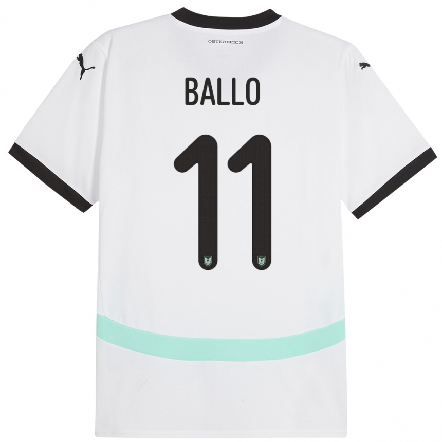 Niño Fútbol Camiseta Austria Thierno Ballo #11 Blanco 2ª Equipación 24-26 México