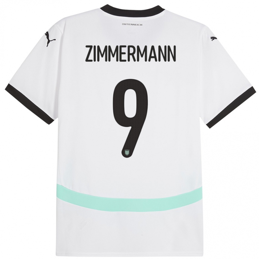 Niño Fútbol Camiseta Austria Bernhard Zimmermann #9 Blanco 2ª Equipación 24-26 México