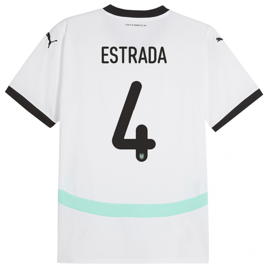 Niño Fútbol Camiseta Austria Pascal Estrada #4 Blanco 2ª Equipación 24-26 México