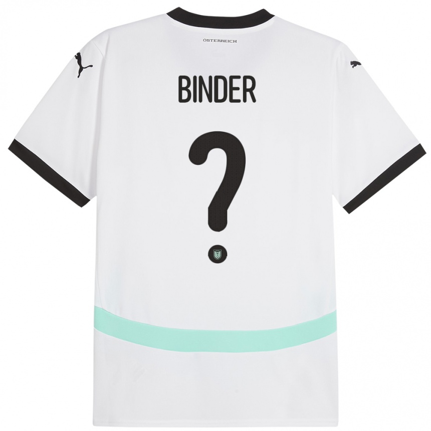 Niño Fútbol Camiseta Austria Nicolas Binder #0 Blanco 2ª Equipación 24-26 México