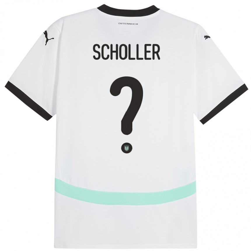 Niño Fútbol Camiseta Austria Jakob Schöller #0 Blanco 2ª Equipación 24-26 México