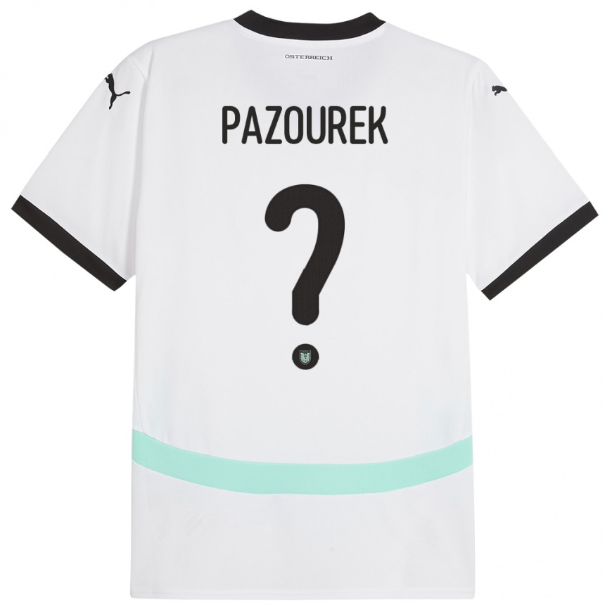 Niño Fútbol Camiseta Austria Luca Pazourek #0 Blanco 2ª Equipación 24-26 México