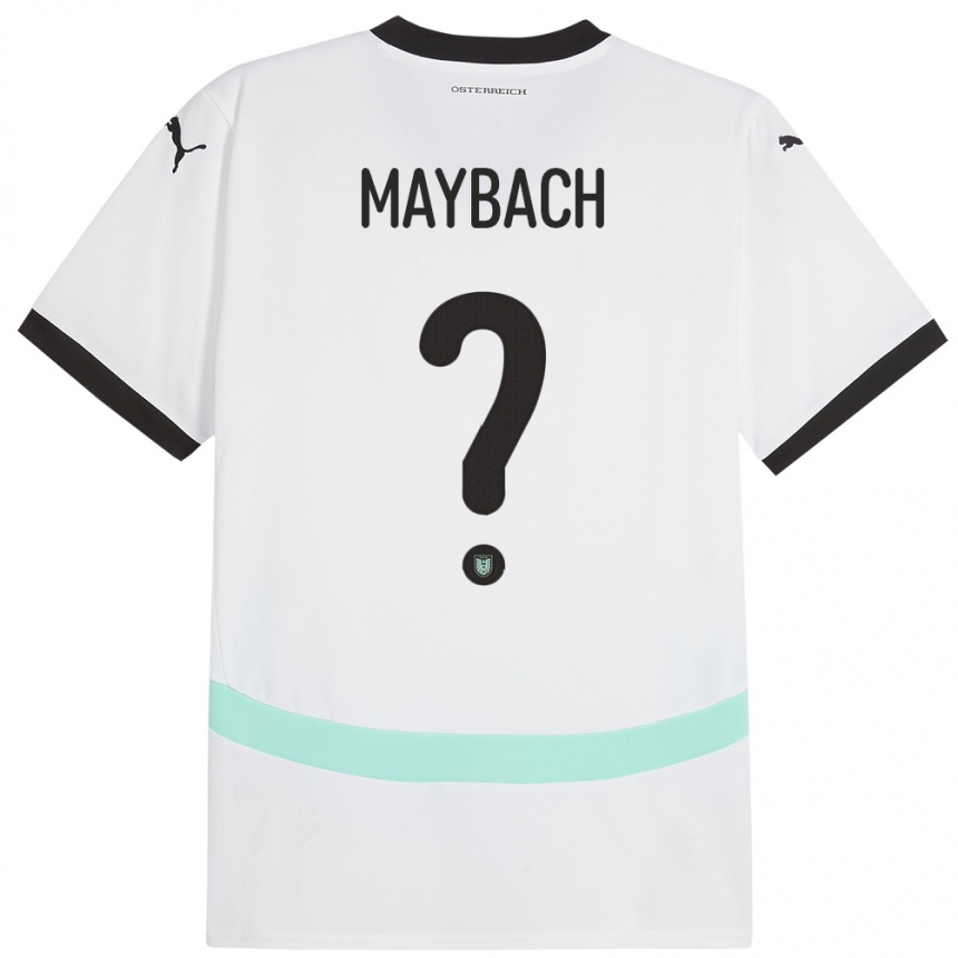 Niño Fútbol Camiseta Austria Philipp Maybach #0 Blanco 2ª Equipación 24-26 México