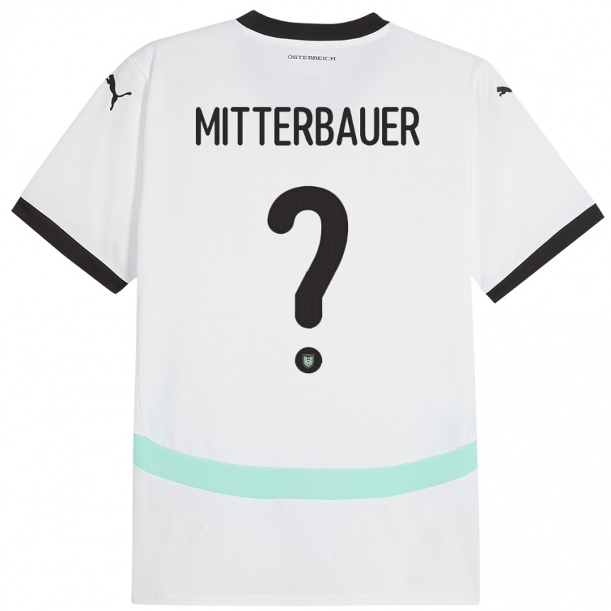 Niño Fútbol Camiseta Austria Elias Mitterbauer #0 Blanco 2ª Equipación 24-26 México