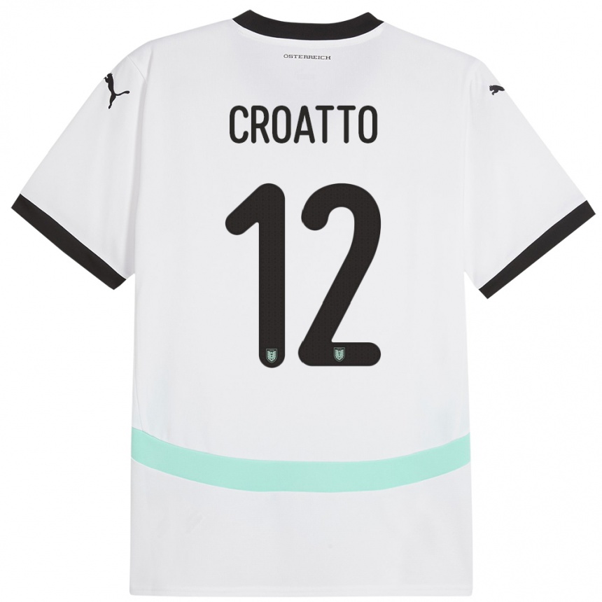 Niño Fútbol Camiseta Austria Michela Croatto #12 Blanco 2ª Equipación 24-26 México