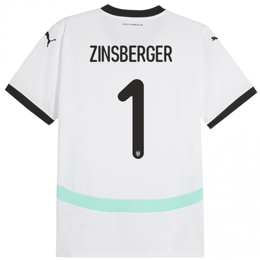 Niño Fútbol Camiseta Austria Manuela Zinsberger #1 Blanco 2ª Equipación 24-26 México