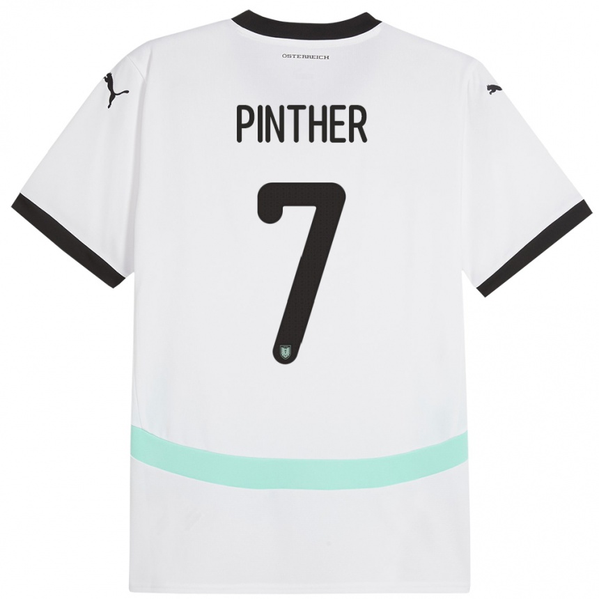 Niño Fútbol Camiseta Austria Viktoria Pinther #7 Blanco 2ª Equipación 24-26 México