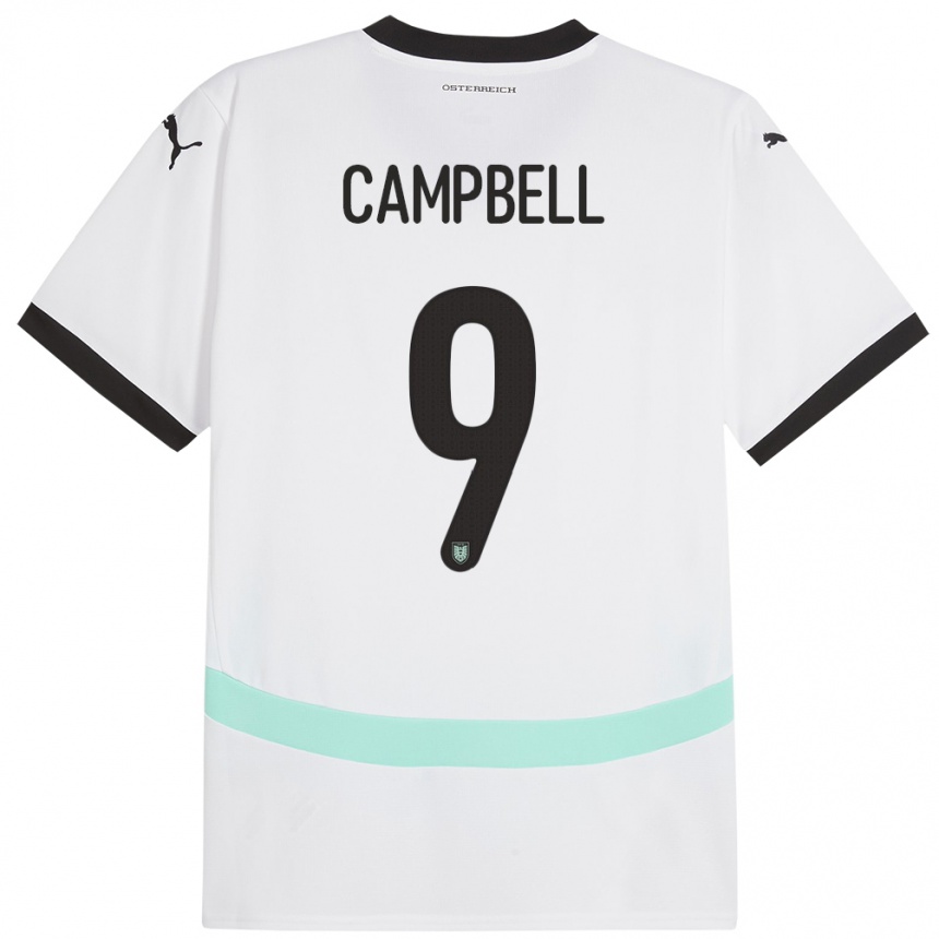 Niño Fútbol Camiseta Austria Eileen Campbell #9 Blanco 2ª Equipación 24-26 México