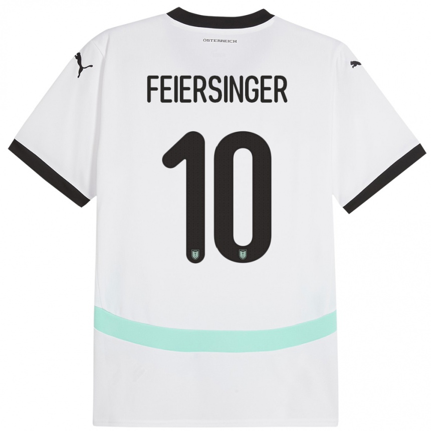 Niño Fútbol Camiseta Austria Laura Feiersinger #10 Blanco 2ª Equipación 24-26 México