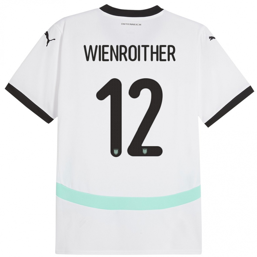 Niño Fútbol Camiseta Austria Laura Wienroither #12 Blanco 2ª Equipación 24-26 México