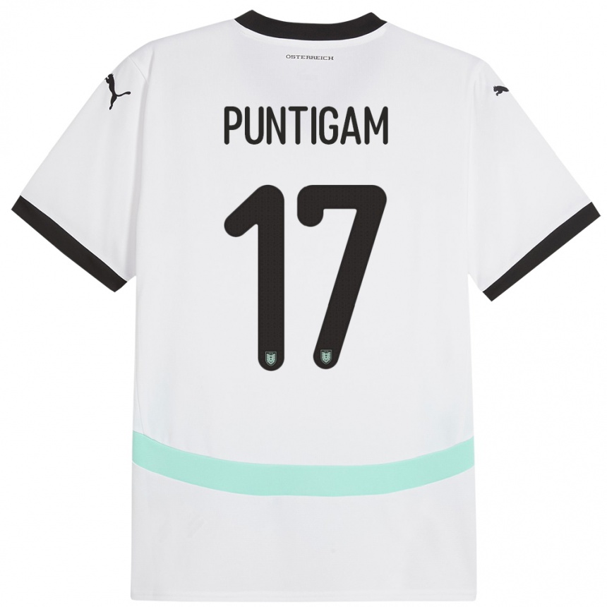 Niño Fútbol Camiseta Austria Sarah Puntigam #17 Blanco 2ª Equipación 24-26 México