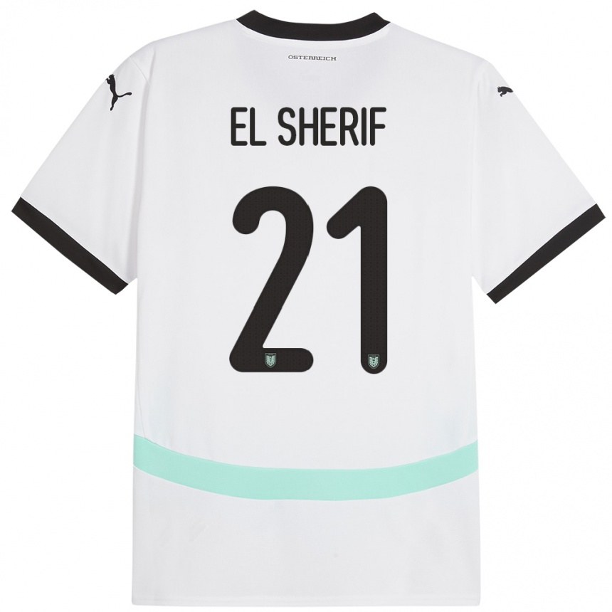 Niño Fútbol Camiseta Austria Mariella El Sherif #21 Blanco 2ª Equipación 24-26 México