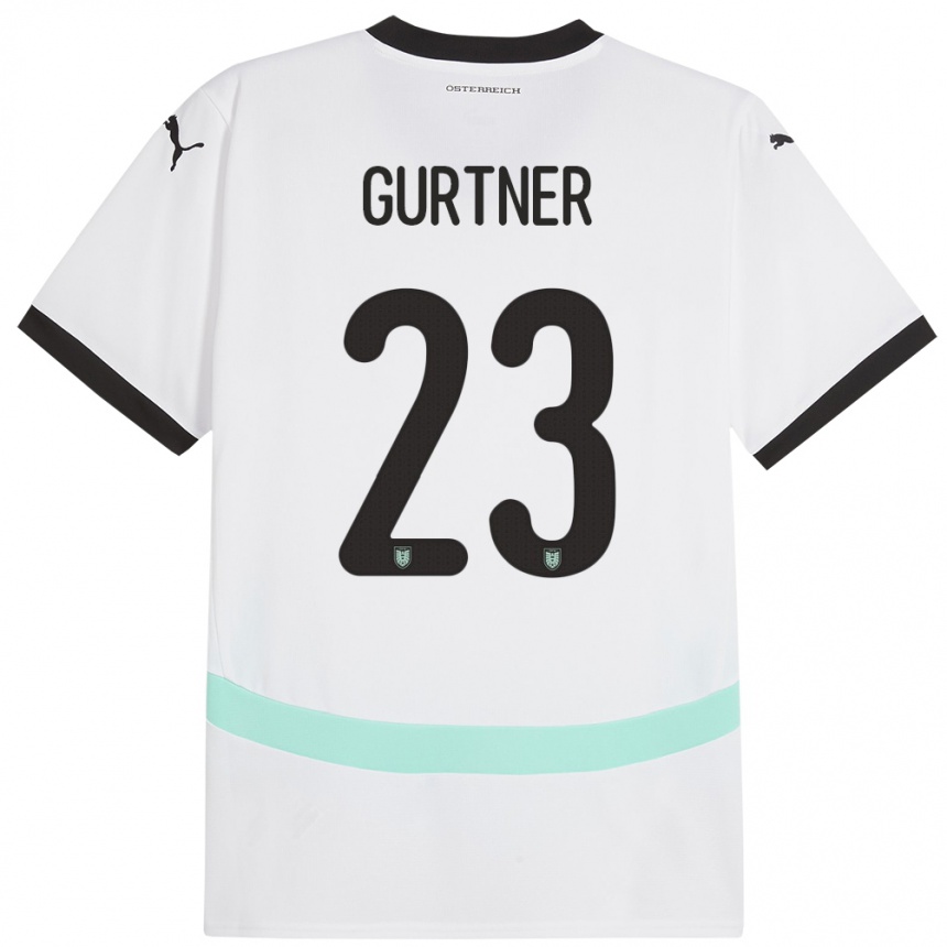 Niño Fútbol Camiseta Austria Andrea Gurtner #23 Blanco 2ª Equipación 24-26 México