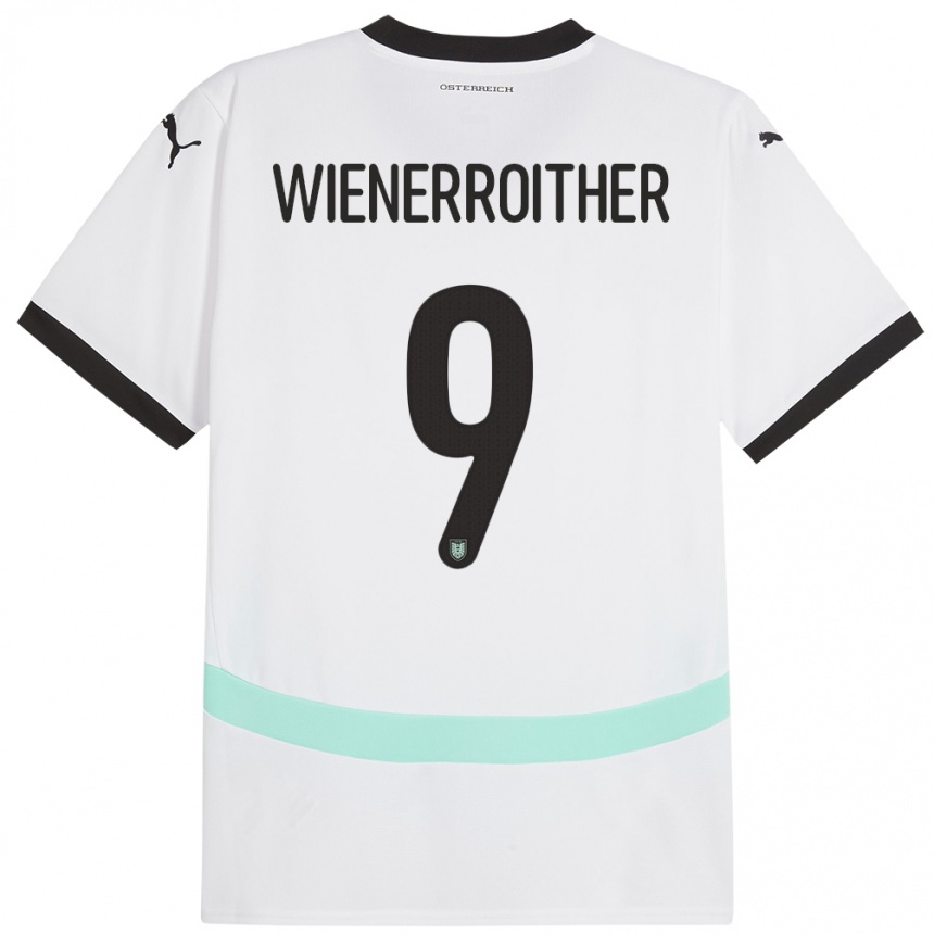 Niño Fútbol Camiseta Austria Katja Wienerroither #9 Blanco 2ª Equipación 24-26 México