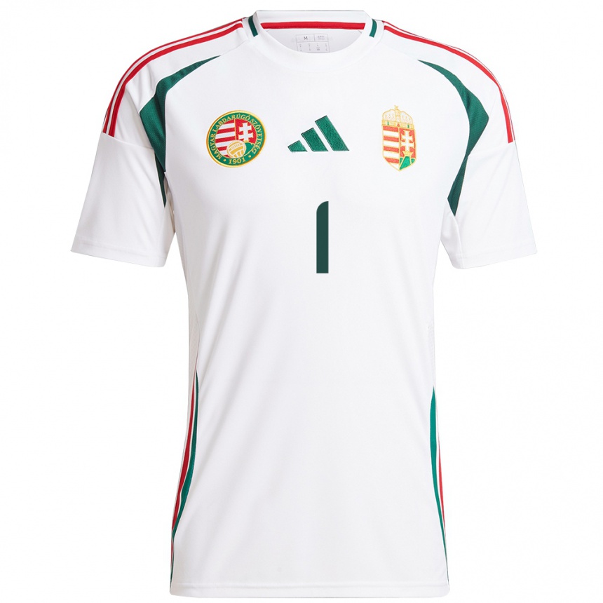 Niño Fútbol Camiseta Hungría Ármin Pécsi #1 Blanco 2ª Equipación 24-26 México