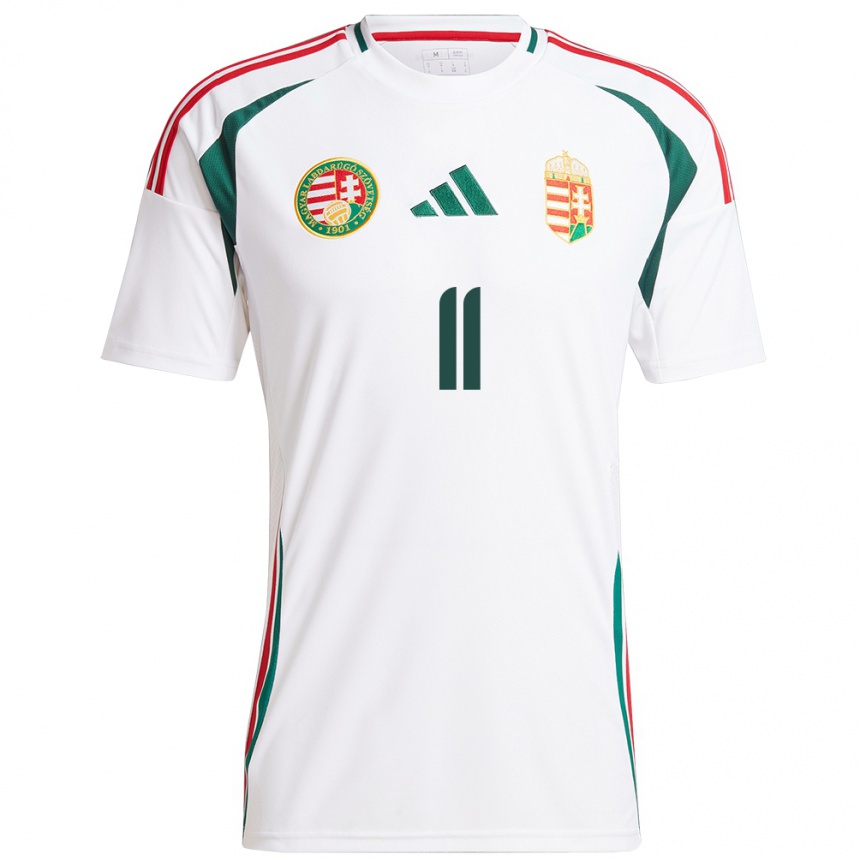 Niño Fútbol Camiseta Hungría Zalán Kerezsi #11 Blanco 2ª Equipación 24-26 México