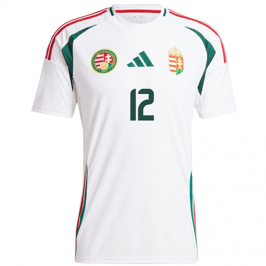 Niño Fútbol Camiseta Hungría Dénes Dibusz #12 Blanco 2ª Equipación 24-26 México