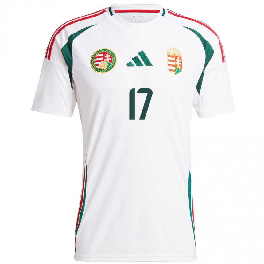 Niño Fútbol Camiseta Hungría Mátyás Kovács #17 Blanco 2ª Equipación 24-26 México