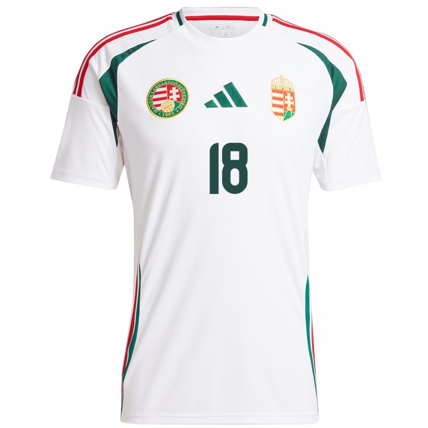 Niño Fútbol Camiseta Hungría Laura Kovács #18 Blanco 2ª Equipación 24-26 México