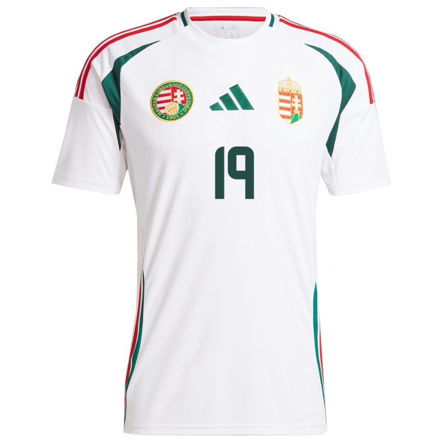 Niño Fútbol Camiseta Hungría Daniel Barna #19 Blanco 2ª Equipación 24-26 México