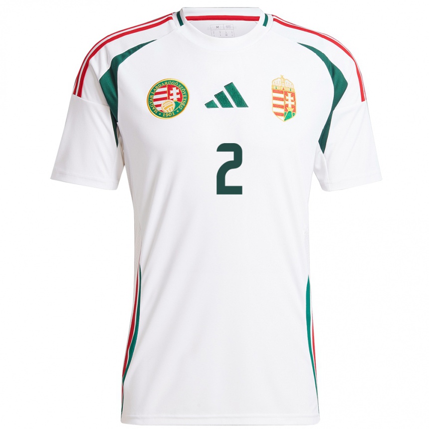 Niño Fútbol Camiseta Hungría Ádám Lang #2 Blanco 2ª Equipación 24-26 México