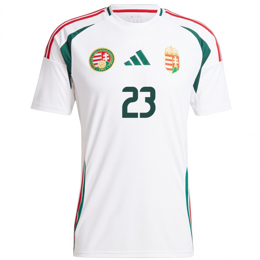 Niño Fútbol Camiseta Hungría Luca Papp #23 Blanco 2ª Equipación 24-26 México