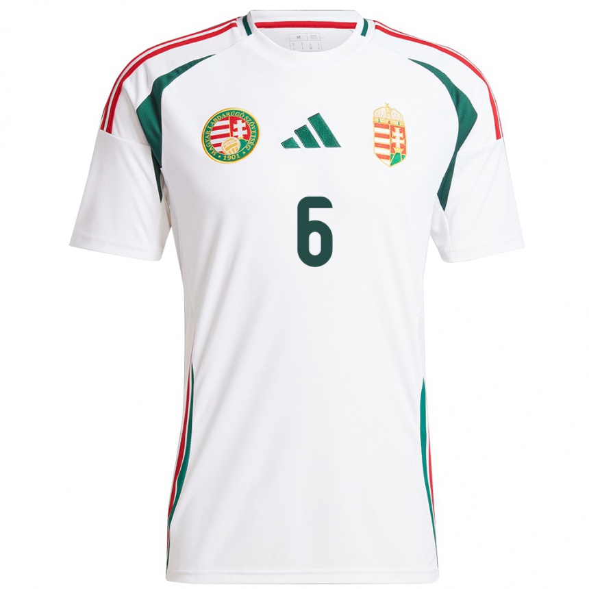 Niño Fútbol Camiseta Hungría Willi Orbán #6 Blanco 2ª Equipación 24-26 México