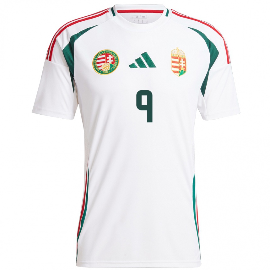 Niño Fútbol Camiseta Hungría Patrik Kovács #9 Blanco 2ª Equipación 24-26 México