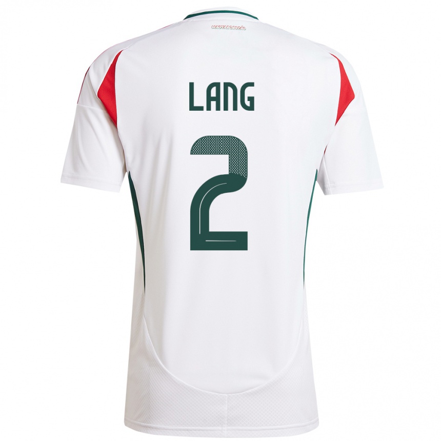 Niño Fútbol Camiseta Hungría Ádám Lang #2 Blanco 2ª Equipación 24-26 México