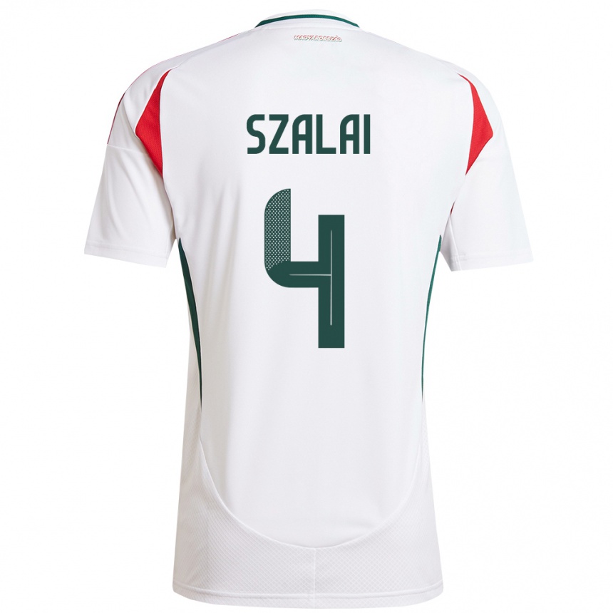 Niño Fútbol Camiseta Hungría Attila Szalai #4 Blanco 2ª Equipación 24-26 México