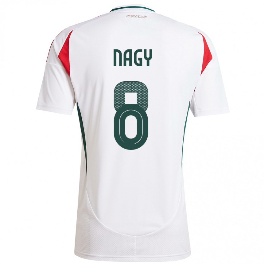 Niño Fútbol Camiseta Hungría Ádám Nagy #8 Blanco 2ª Equipación 24-26 México