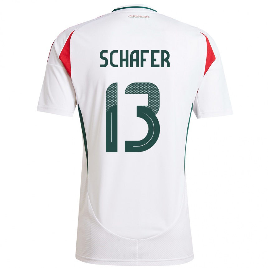 Niño Fútbol Camiseta Hungría András Schäfer #13 Blanco 2ª Equipación 24-26 México