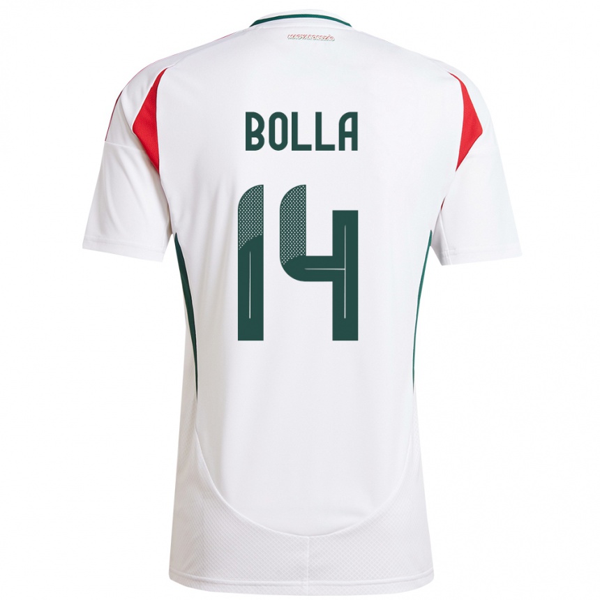 Niño Fútbol Camiseta Hungría Bendegúz Bolla #14 Blanco 2ª Equipación 24-26 México