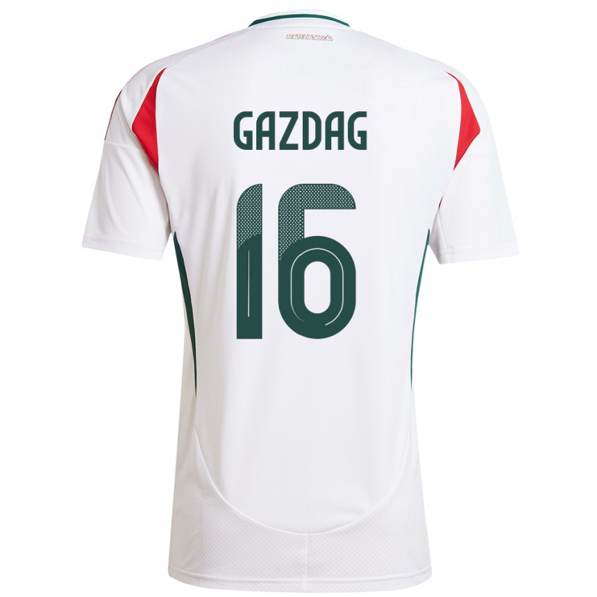 Niño Fútbol Camiseta Hungría Dániel Gazdag #16 Blanco 2ª Equipación 24-26 México