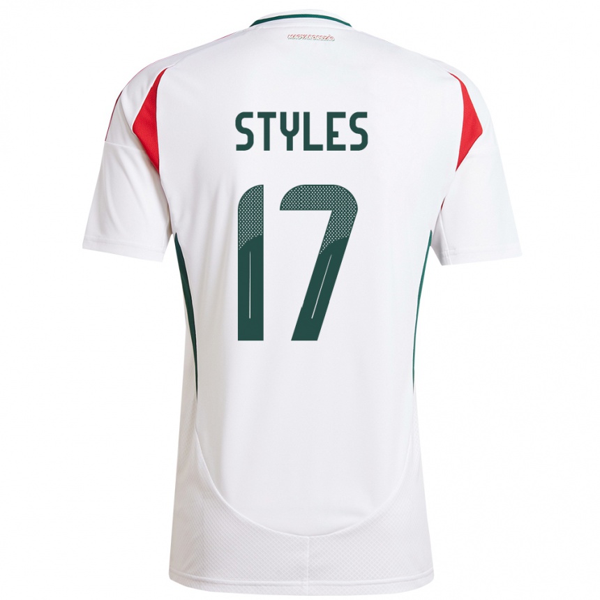 Niño Fútbol Camiseta Hungría Callum Styles #17 Blanco 2ª Equipación 24-26 México