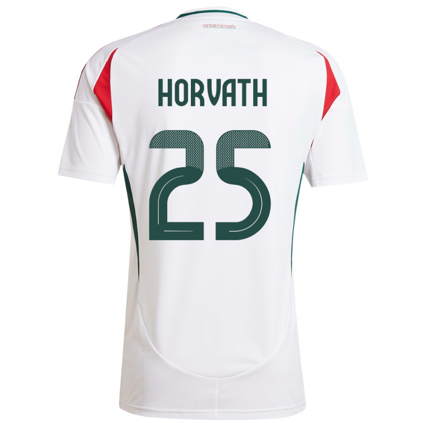 Niño Fútbol Camiseta Hungría Krisztofer Horváth #25 Blanco 2ª Equipación 24-26 México