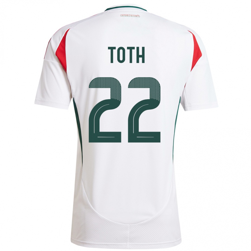 Niño Fútbol Camiseta Hungría Balázs Tóth #22 Blanco 2ª Equipación 24-26 México