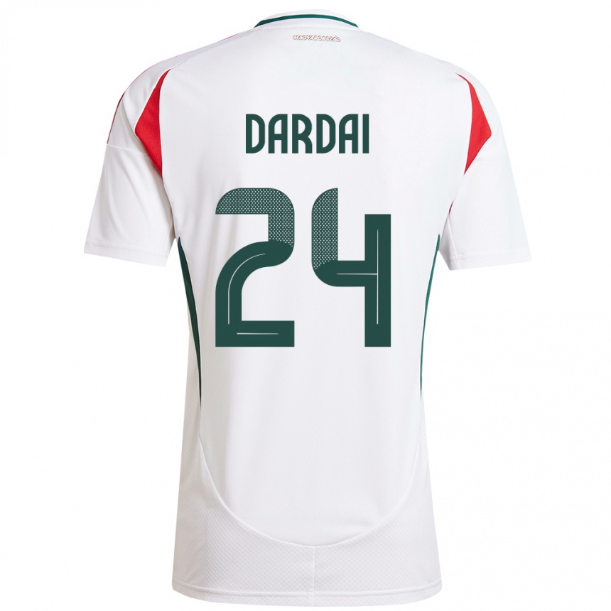 Niño Fútbol Camiseta Hungría Márton Dárdai #24 Blanco 2ª Equipación 24-26 México