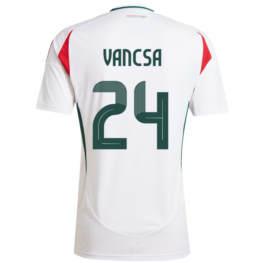 Niño Fútbol Camiseta Hungría Zalán Vancsa #24 Blanco 2ª Equipación 24-26 México