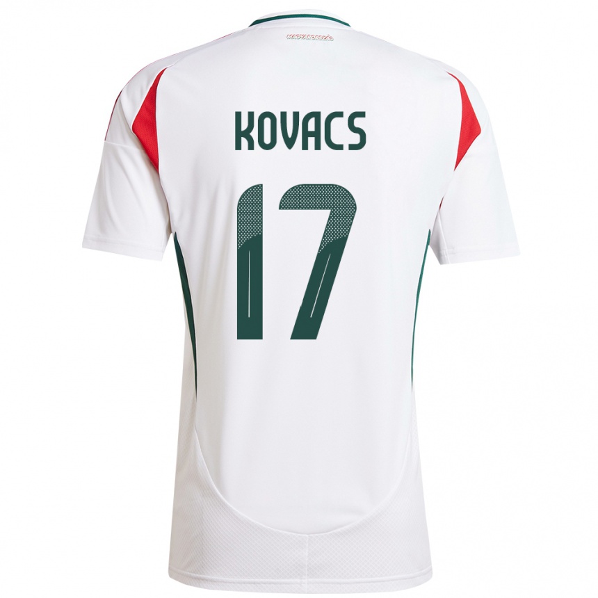 Niño Fútbol Camiseta Hungría Mátyás Kovács #17 Blanco 2ª Equipación 24-26 México