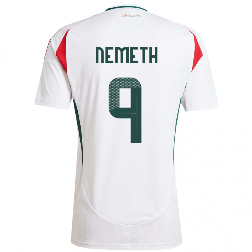 Niño Fútbol Camiseta Hungría András Németh #9 Blanco 2ª Equipación 24-26 México