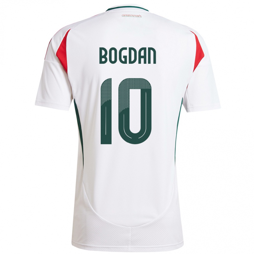 Niño Fútbol Camiseta Hungría Hunor Bogdán #10 Blanco 2ª Equipación 24-26 México