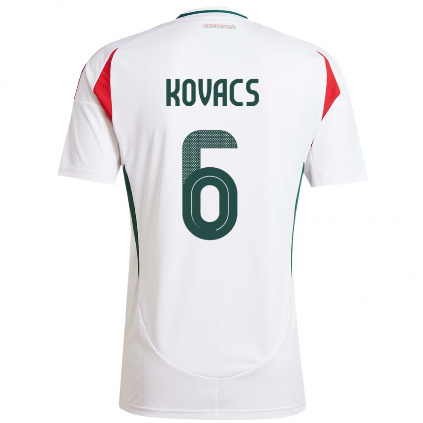 Niño Fútbol Camiseta Hungría Noel Kovács #6 Blanco 2ª Equipación 24-26 México