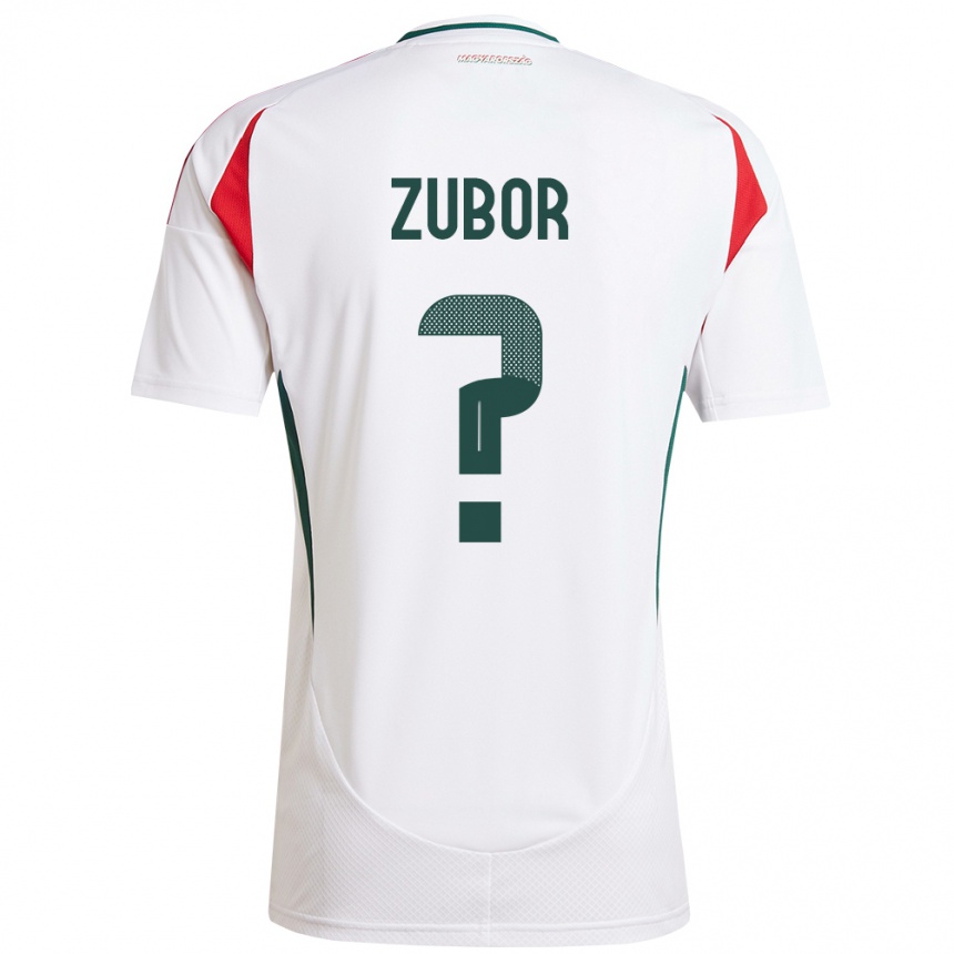 Niño Fútbol Camiseta Hungría Ádám Zubor #0 Blanco 2ª Equipación 24-26 México