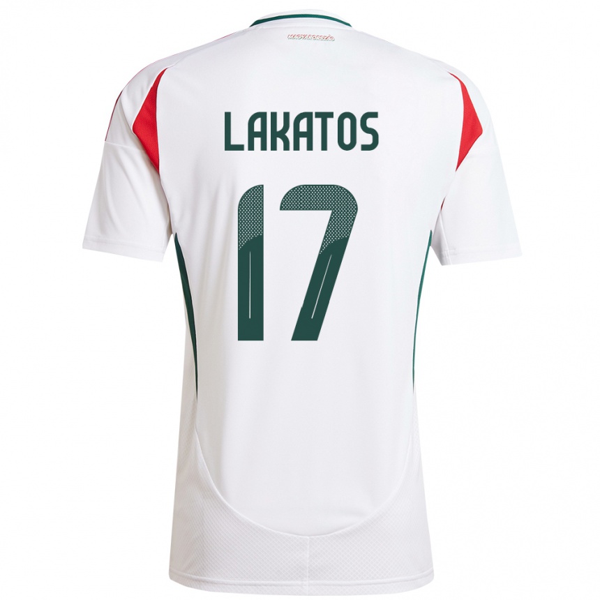 Niño Fútbol Camiseta Hungría Noel Lakatos #17 Blanco 2ª Equipación 24-26 México