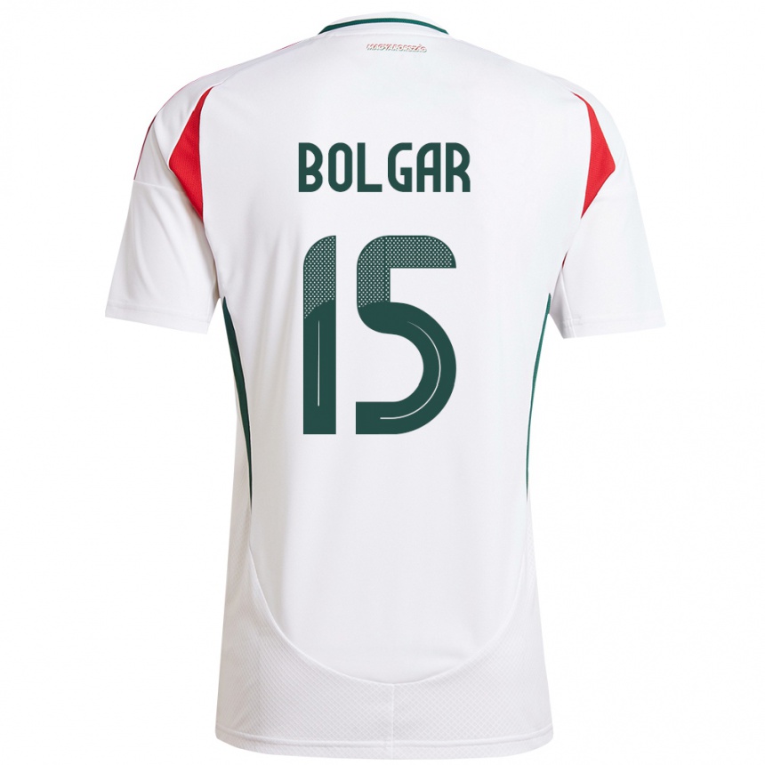 Niño Fútbol Camiseta Hungría Botond Bolgár #15 Blanco 2ª Equipación 24-26 México