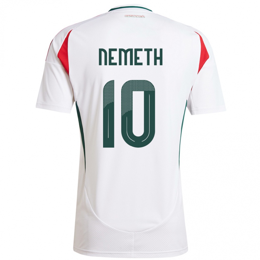 Niño Fútbol Camiseta Hungría Hunor Németh #10 Blanco 2ª Equipación 24-26 México