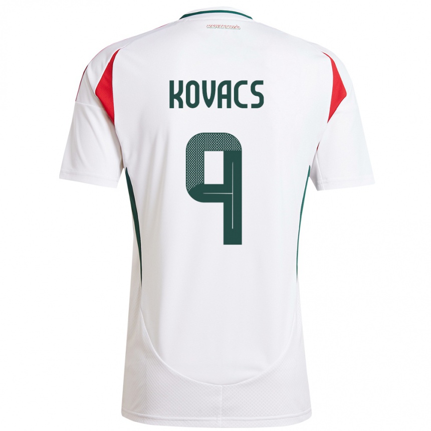 Niño Fútbol Camiseta Hungría Patrik Kovács #9 Blanco 2ª Equipación 24-26 México