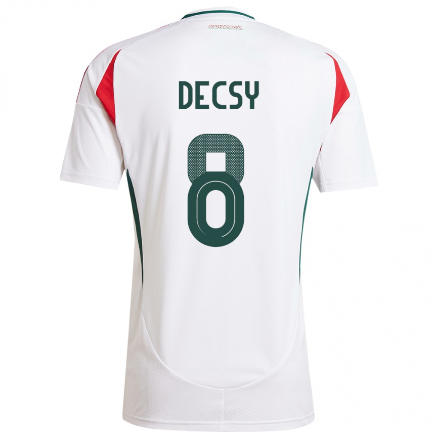 Niño Fútbol Camiseta Hungría Ádám Décsy #8 Blanco 2ª Equipación 24-26 México