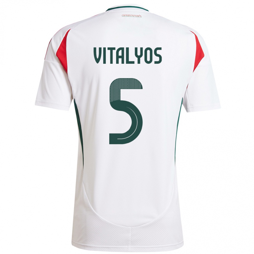 Niño Fútbol Camiseta Hungría Viktor Vitályos #5 Blanco 2ª Equipación 24-26 México